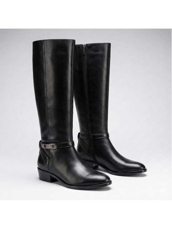 Coach Shoes - Coach Womens Black Leather Heeled Boots Size 6